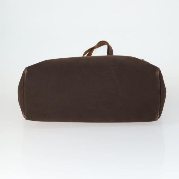 HERMES Herbag Cabas MM Hand Bag Canvas Leather Gold Brown Auth bs32307