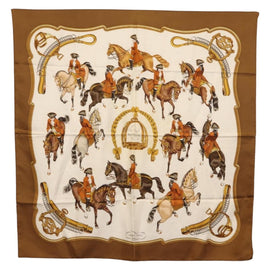 HERMES Carre 90 Scarf ""REPRISE"" Silk White Auth bs32309