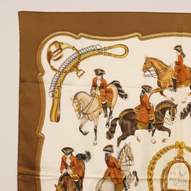 HERMES Carre 90 Scarf ""REPRISE"" Silk White Auth bs32309 - 0