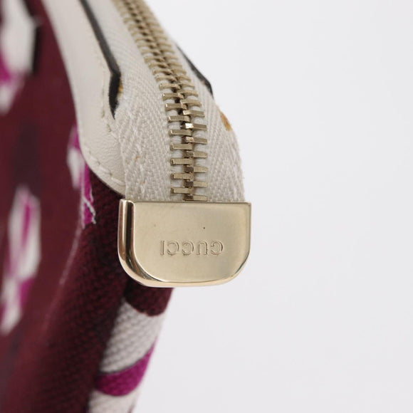GUCCI Clutch Bag Canvas Gold Bordeaux Auth bs32310