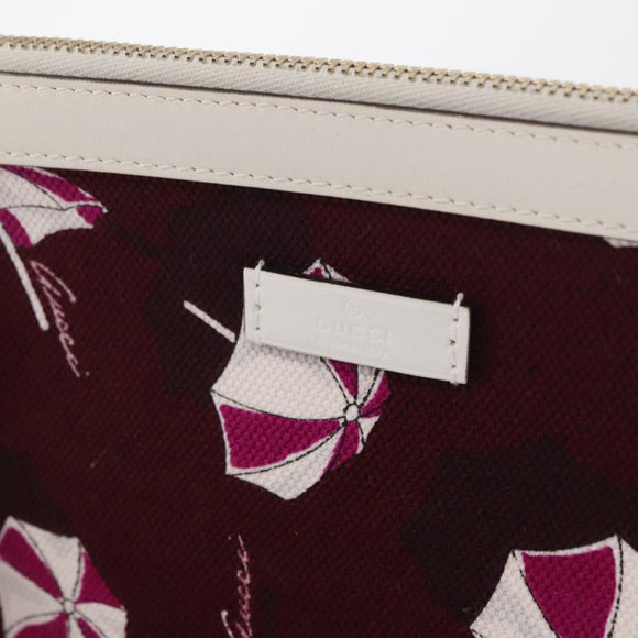 GUCCI Clutch Bag Canvas Gold Bordeaux Auth bs32310