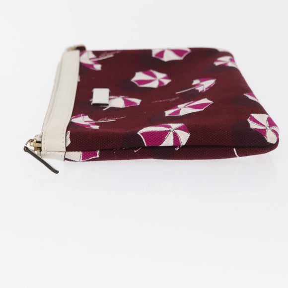 GUCCI Clutch Bag Canvas Gold Bordeaux Auth bs32310