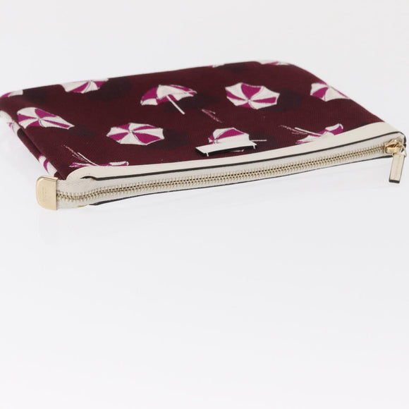 GUCCI Clutch Bag Canvas Gold Bordeaux Auth bs32310