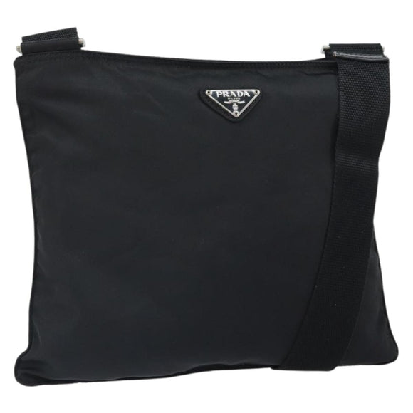 PRADA Shoulder Bag Nylon Black Silver Auth bs32312