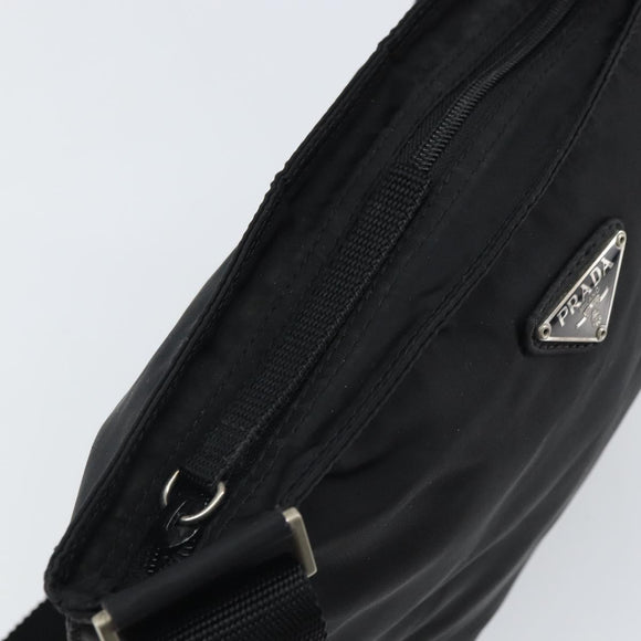 PRADA Shoulder Bag Nylon Black Silver Auth bs32312