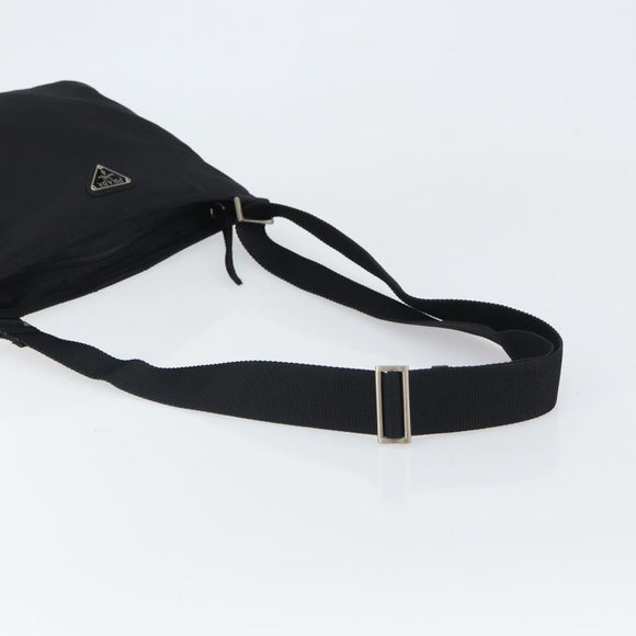 PRADA Shoulder Bag Nylon Black Silver Auth bs32312