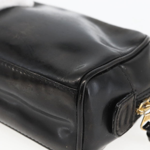 CHANEL Pouch Patent leather Black Gold CC Auth bs32314