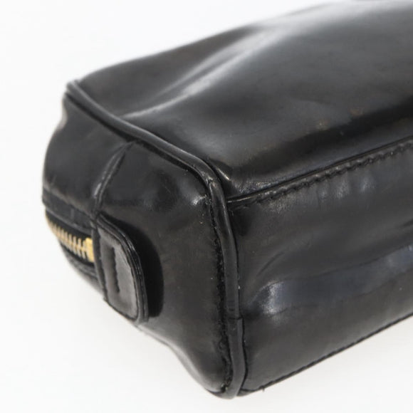 CHANEL Pouch Patent leather Black Gold CC Auth bs32314