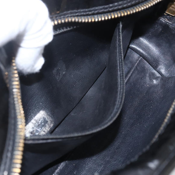 CHANEL Pouch Patent leather Black Gold CC Auth bs32314