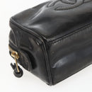 CHANEL Pouch Patent leather Black Gold CC Auth bs32314-9