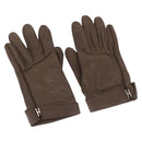 HERMES Joo Do H Gloves Leather Brown Auth bs32329-1