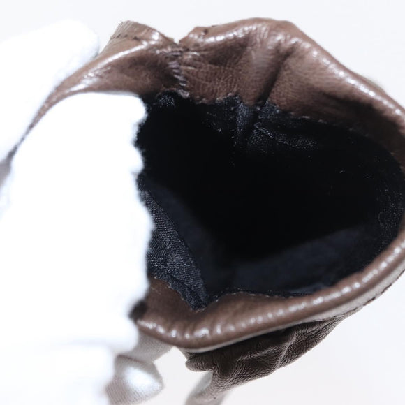 HERMES Joo Do H Gloves Leather Brown Auth bs32329