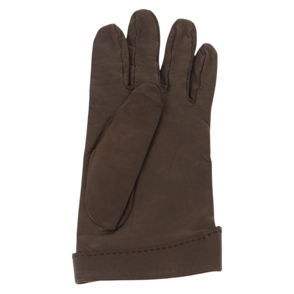 HERMES Joo Do H Gloves Leather Brown Auth bs32329