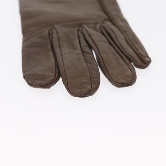 HERMES Joo Do H Gloves Leather Brown Auth bs32329