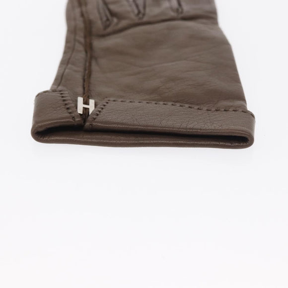HERMES Joo Do H Gloves Leather Brown Auth bs32329