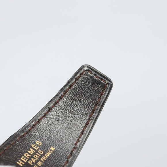 HERMES Gürtel Leder 113 cm Schwarz Gold Auth bs32330