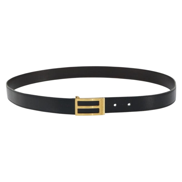 HERMES Gürtel Leder 113 cm Schwarz Gold Auth bs32330