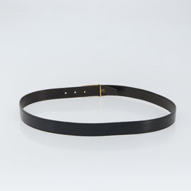 HERMES Belt Leather 44.5"" Black Gold Auth bs32330 - 0
