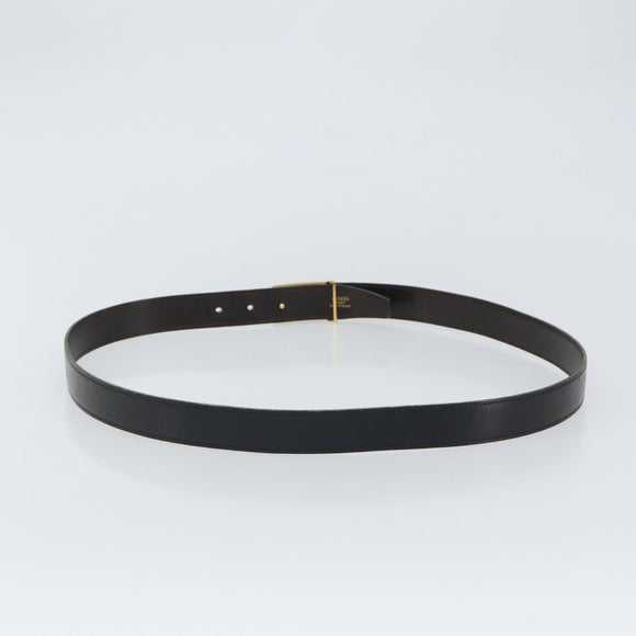 HERMES Gürtel Leder 113 cm Schwarz Gold Auth bs32330