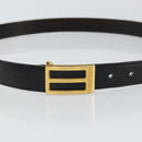 HERMES Belt Leather 44.5"" Black Gold Auth bs32330-5