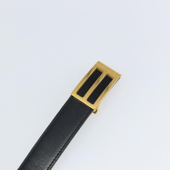 HERMES Gürtel Leder 113 cm Schwarz Gold Auth bs32330