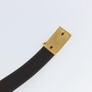 HERMES Belt Leather 44.5"" Black Gold Auth bs32330-7