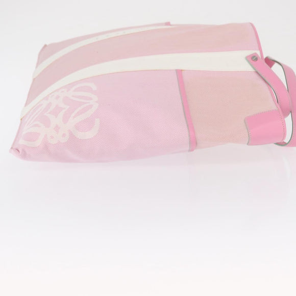 LOEWE Anagram Tote Bag Canvas Pink Silver Auth bs32333
