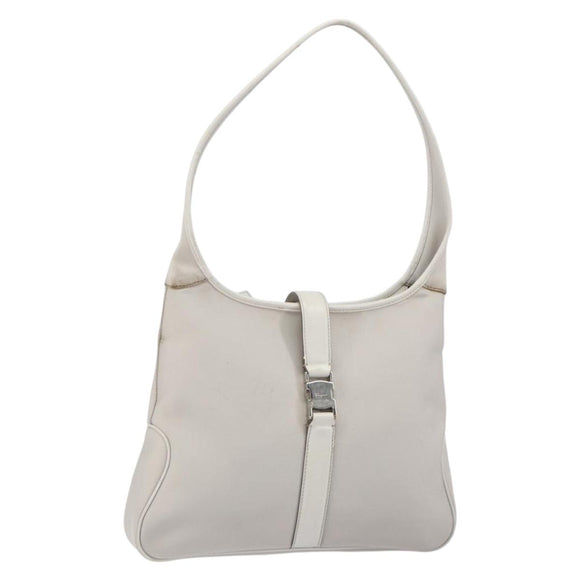 Salvatore Ferragamo Shoulder Bag Nylon Gray Silver Auth bs32334