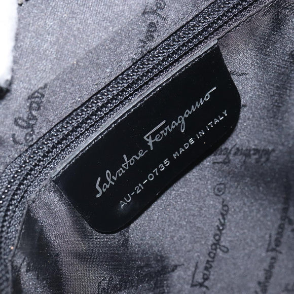 Salvatore Ferragamo Shoulder Bag Nylon Gray Silver Auth bs32334