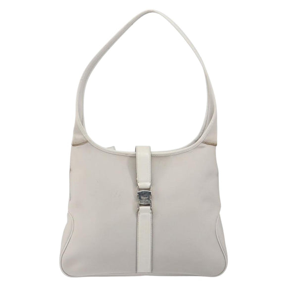 Salvatore Ferragamo Shoulder Bag Nylon Gray Silver Auth bs32334