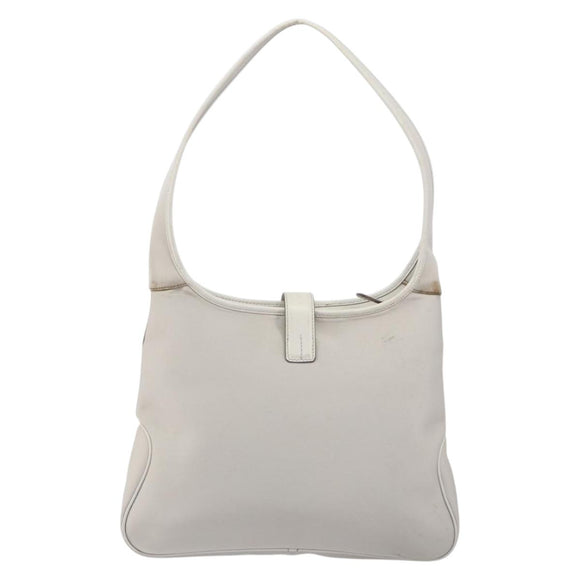 Salvatore Ferragamo Shoulder Bag Nylon Gray Silver Auth bs32334