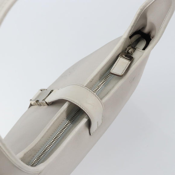 Salvatore Ferragamo Shoulder Bag Nylon Gray Silver Auth bs32334