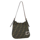 FENDI Zucca Canvas Schoudertas Zwart Bruin Auth bs32335-1