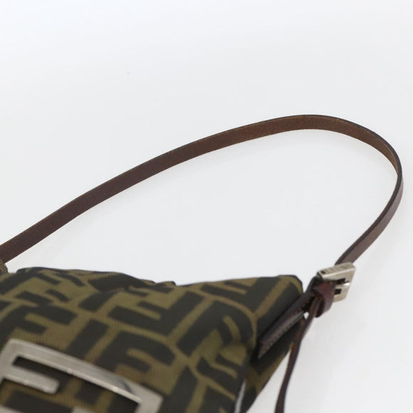 FENDI Zucca Canvas Schoudertas Zwart Bruin Auth bs32335