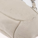 PRADA Chain Tote Bag Leather White Silver Auth bs32336-15