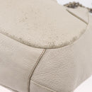 PRADA Chain Tote Bag Leather White Silver Auth bs32336-16