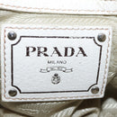 PRADA Chain Tote Bag Leather White Silver Auth bs32336-17