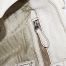 PRADA Chain Tote Bag Leather White Silver Auth bs32336-20