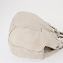 PRADA Chain Tote Bag Leather White Silver Auth bs32336-3