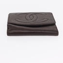 CHANEL Bifold Wallet Caviar Skin Black Gold CC Auth bs32337-6