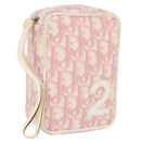 Christian Dior Trotter Canvas Pouch PVC Pink Silver Auth bs32339-1