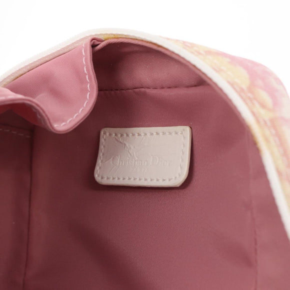 Christian Dior Trotter Canvas Pouch PVC Pink Silver Auth bs32339