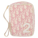 Christian Dior Trotter Canvas Pouch PVC Pink Silver Auth bs32339-2