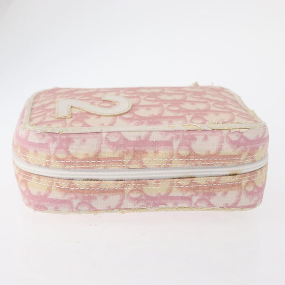 Christian Dior Trotter Canvas Pouch PVC Pink Silver Auth bs32339