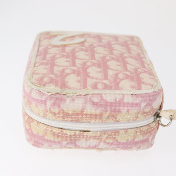 Christian Dior Trotter Canvas Pouch PVC Pink Silver Auth bs32339