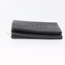 CHANEL Key Case Caviar Skin 4 Set Black CC Auth bs32341-6