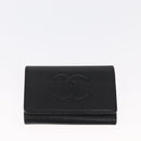 CHANEL Key Case Caviar Skin 4 Set Black CC Auth bs32341-9