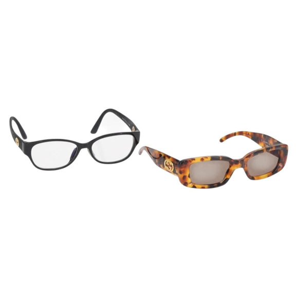 GUCCI Sunglasses plastic 2 Set Black Brown Auth bs32342