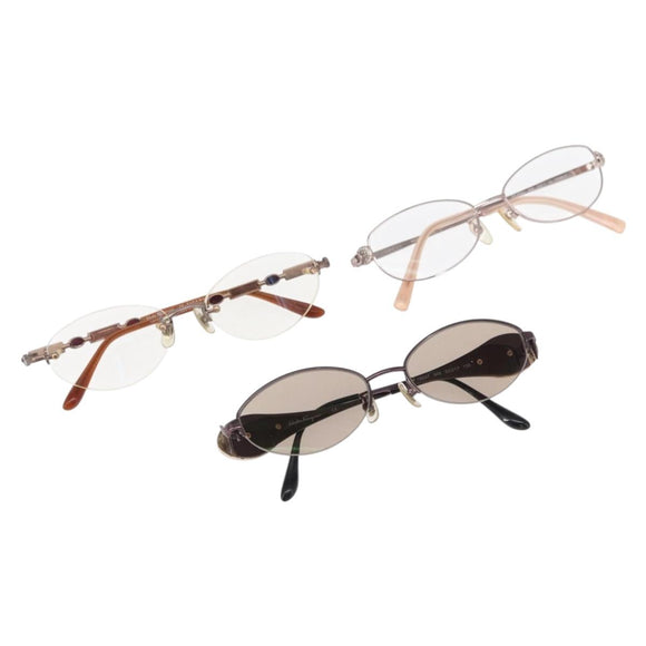 Salvatore Ferragamo Gucci Sunglasses plastic 3 Set Brown Auth bs32343