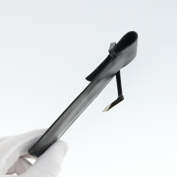 HERMES Key Case Leather 2 Set Black Orange Auth bs32344